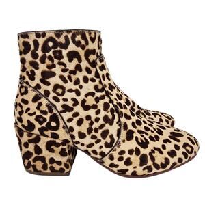 Steve Madden Kristina Calf Fur Leopard Ankle Booties 7